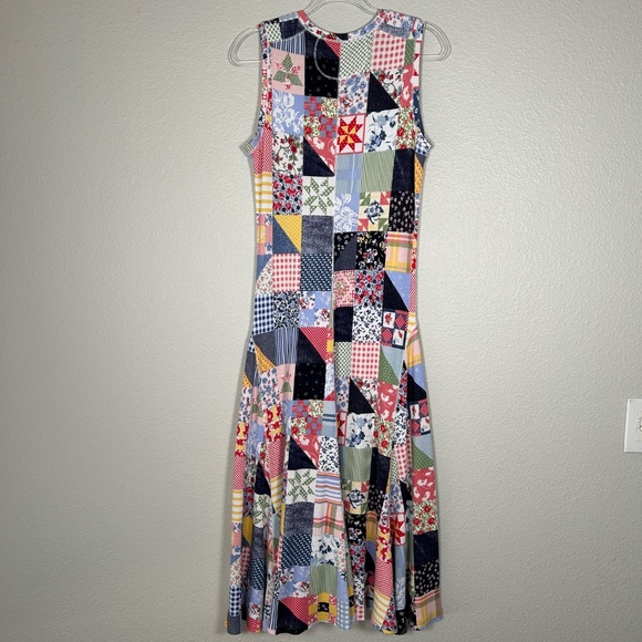 Polo Ralph Lauren size L maxi dress patchwork print waffle knit sleeveless - Picture 8 of 14